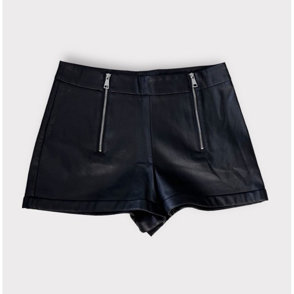 Zara Shorts Zara Trafaluc Faux Leather Shorts Exposed Zipper Cuffed